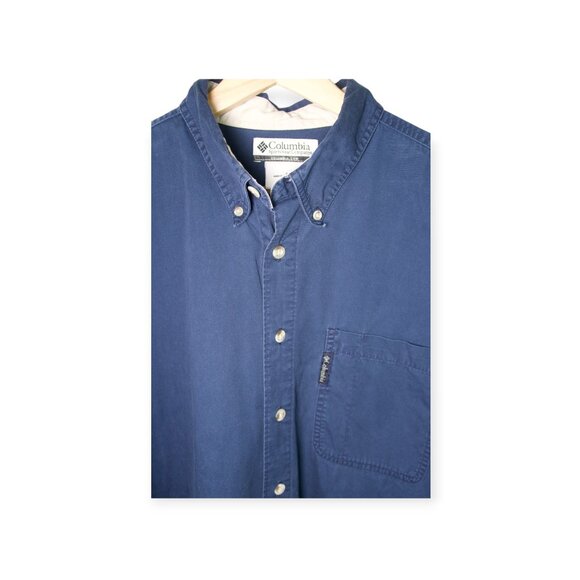 Columbia Sportswear Men's Navy Blue Cotton Long sleeve Button-up Shirt - Picture 3 of 6